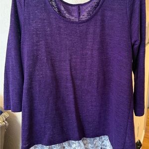 Arizona Jean Company Purple Long Sleeve Top with Lace Detail